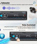 Single Din Car Stereo With Bluetooth 5.0 Hands Free Calling Voice Control FM Radio MP3 Player USB Feature Display