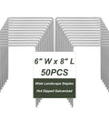 Built Tough 50 Pack Heavy Duty Landscape Staples Wide U Type Grass Stakes Galvanized Steel 7 Gauge Turf Anchors 6x8 inches.