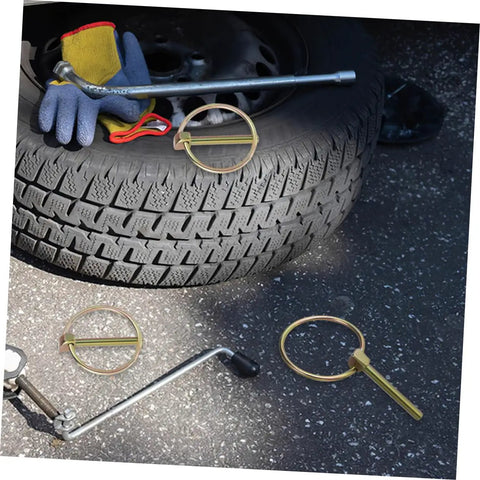Heavy Duty Lynch Pin Kit Locking 12 Pieces For Tractors Trucks Mowers Wear Resistant Clips For Trailer Hitch And Safer Towing With Easy Lock Mechanism And Quick Install. locking hitch pin set on tire