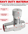 Hydraulic Flow Control Valve 5000 PSI One Way Adjustable Speed Throttle Check Valve with dial and stainless steel body