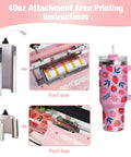 3-In-1 Tumbler Heat Press Machine For 16 Oz To 40 Oz Tumblers And 11 Oz To 15 Oz Mugs Pink DIY Cup Press with 40oz attachment