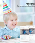 Kid Friendly Mini Drone For Beginners With Auto Hover Indoor RC Nano Quadrotor shown as a birthday gift for a happy child