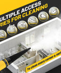 Pressurized Handheld Steam Cleaner With 10 Accessories And Safety Lock For Home And Car Cleaning graphic layout