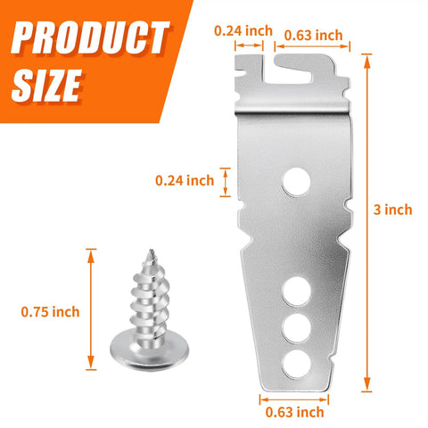 Two Pack Dishwasher Mounting Brackets With Screws For Under Counter Install Replaces 8269145 WP8269145VP shown with dimensions