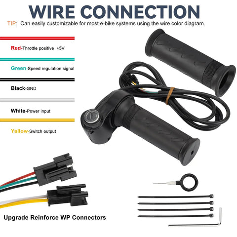 Full Twist Throttle With 2 Keys Plug And Play For Ridstar Q20 Series Waterproof Ebike Throttle Grip Kit with wire connections