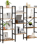 Four Tier Book Shelf With Sturdy Metal Frame Freestanding Modern Bookcase Display Shelves For Living Room Office Garage Big Capacity Storage For Books Lego Plants And Decor Rustic Brown Finish