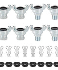 Half Inch NPT Iron Air Hose Fittings Set, Chicago Universal Coupling, 4 Male Ends and 4 Female Ends, 8 Fittings, 16 Safety Locks, 8 Washers, Self Sealing for Leak Free Pneumatic Hoses For DIYers