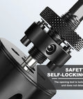 Close-up of Heavy Duty 5/8 Inch 16mm M42 Bi-Metal Hole Saw Set With Hex Shank Arbor showing self-locking mechanism.