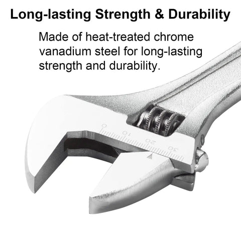 8 Inch Adjustable Wrench With Wide 30mm Opening CRV Steel Construction Metric Scale Built Tough For Home Garage Workshop And DIY Projects Ready For Everyday Fixes