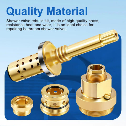 Shower Valve Rebuild Kit With TA-10 Flow Spindle, TA-4 Hot Cold Seats, And T-12A Cap For Temptrol Style Shower Valves in brass