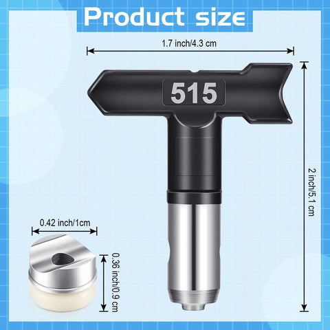 8 Piece Airless Paint Sprayer Tips Set For Home DIY Projects, Compatible With 515 Tip, Includes Tip Seal, Dimensions Shown