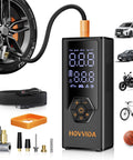 Portable Tire Inflator Air Compressor With 7800mAh Battery, 12V DC Power, 150 PSI, and accessories for various vehicles and balls