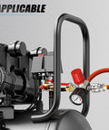 One Quarter Inch Air Regulator With Gauge, 0-180 PSI Inline Regulator For Air Tools And Pneumatic Systems attached to a compressor