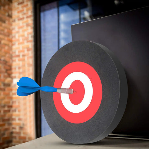 Round EVA Foam Arrow Target in use, showcasing arrow impact, for archery training, portable backyard and indoor outdoor practice.