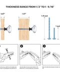 Installation guide showing screw lengths for Premium Crystal Cabinet Drawer Knobs With Matte Black Zinc Base Thirty Millimeter Handle Built Tough For Easy Kitchen Refreshes And Furniture Revamps Five Piece Bundle.