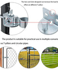 Heavy Duty 2 Pack T Post Gate Hinge Kit With One And Three Eighths Inch U Bolt Clamps Built To Last 200 Degree Rotating Female Hinges and Pins