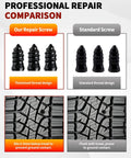 Self Service Tire Repair Kit With 60 Piece Rubber Nail Plugs And Screw Type Plugs Plus Screwdriver comparison with standard screws