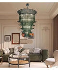 Top Shelf Clear Glass Led Pendant Light Featuring Rustic Green Iron Frame Retro Hanging Ceiling Lamp For Living Room And Bedroom Lazy Weekend Vibes Decor, green iron frame with clear glass shade, living room ambiance.