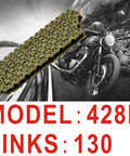 428H Gold 130 Links Motorcycle Chain With Chain Breaker For 125Cc To 200Cc Mini Bikes Dirt Bikes Go Karts And Chinese ATVs Fits SSR