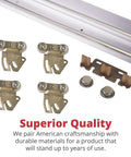 Twin Wheel Bypass Sliding Door Hardware Kit For Doors 1 3 8 Inch Thick, 75 Pound Capacity, components shown