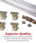 Twin Wheel Sliding Bypass Door Hardware Set For 30 Inch Doors 60 Inch Total Residential Grade Top Hung Kit components shown