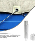 17mm Metal Eyelet Punch Tool Kit For Leather Craft Grommet Setter with base, shown with an installed eyelet in fabric