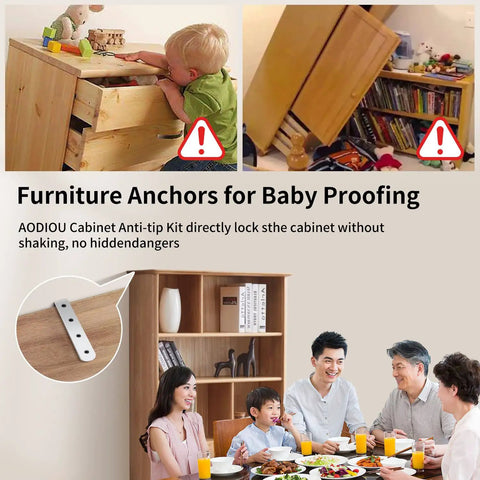 Heavy Duty Wall Mount Anti Tip Furniture Anchors To Keep Dressers And Bookcases Rock Solid And Secure Up To 400 Lbs in use with child-proofing.