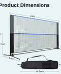 Portable Multi Sport Net Set With Adjustable Height From 2.79 To 5.1 Feet, 10 Feet Wide Backyard Net For Badminton Volleyball Pickleball And More