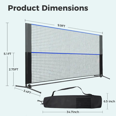 Portable Multi Sport Net Set With Adjustable Height From 2.79 To 5.1 Feet, 10 Feet Wide Backyard Net For Badminton Volleyball Pickleball And More