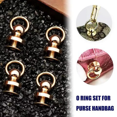 Heavy Duty Brass Ball Studs And Smooth Rotating D Rings To Freshen Up Your Leather Totes Wallets And Phone Covers For Dope Diy Hardware Builds Now, 12mm O ring set on black background.
