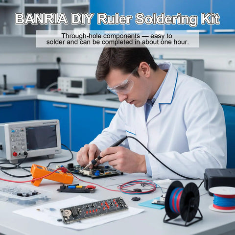 Technician soldering a Hands On Diy Digital Logic Circuit Soldering Kit With Binary Counter 0 To 15 And Flip Flops SR JK D T.
