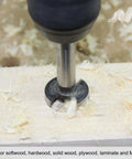 Forstner drill bit, 50 mm (2 in), tungsten carbide, 3 flutes, 4 spurs for boring wood holes.