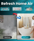 Before and after image highlighting air quality improvement with Powerful 6 Inch Exhaust Fan With Damper for bathrooms.