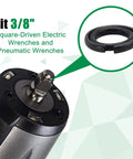 Close-up of 3/8 inch impact wrench with friction retaining ring, fits electric and pneumatic wrenches, part of 20 Pack 3/8 In Impact Wrench Friction Retaining Ring Kit With O Rings And Anvil Socket Dead Nuts Reliable Replacement Gear For Your Heavy Duty Power Tools That Really Knock It Out Of The Park.