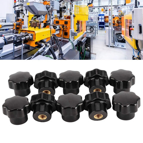7 Star Soft Knob Holder With Brass Core For Machine Tools, Easy Grip Knob Holder For 6mm Thread, Pro Grade Workshop Gear Pack Of 10, Durable Smooth Surface, Ergonomic And Practical black 6mm brass-core knobs for machine tools