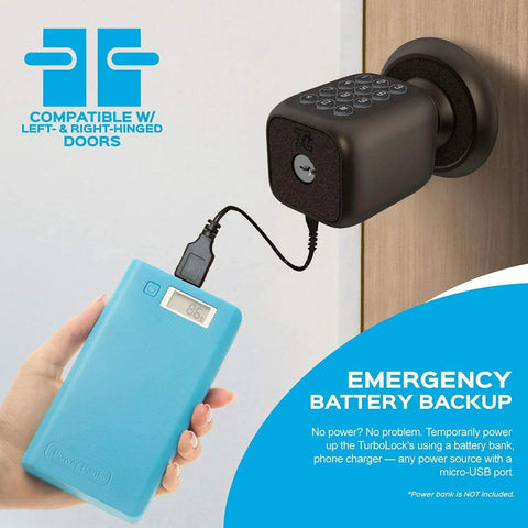 Multi Function Electronic Door Knob With Lock And Key Plus Keyless Keypad For Disguised Passcode Entry Model TL 111 with battery backup