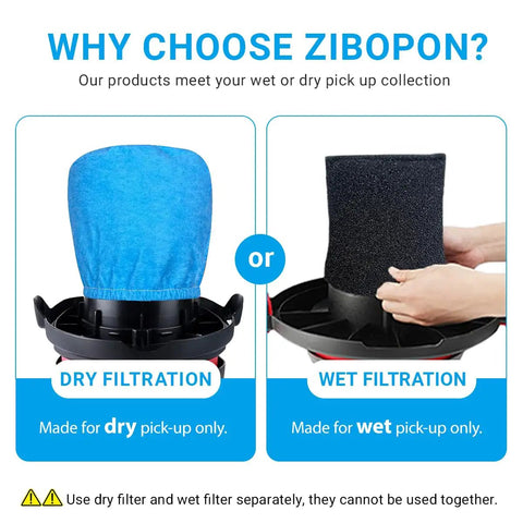Pro Grade Cloth And Foam Filter Kit showing cloth filter for dry and foam filter for wet filtration in small wet dry vacuums
