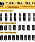 3/8 Inch Drive Impact Socket Set with 59-Piece SAE and Metric Sockets 5/16 to 3/4 Inch and 6-22mm includes E-Torx Set E5-E16