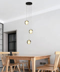 Raindrop Crystal Cluster Pendant Light With Bubble Orb Design 3 Light Hanging Fixture above dining table