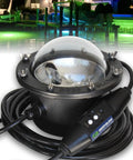 Hella Bright Green Underwater Dock Light Providing Killer HID Beam For Epic Nighttime Fishing And Slick Submersible Illumination Zero Hassle Install With Swappable Lens And Rugged Marine Design close-up with cable and control