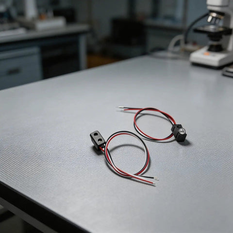 IR Break Beam Sensor Module Set With 5Pcs Photoelectric Distance Control Switches Ultra Fast 2ms Response For Robotics And Automation DC 3-5V Compatible High Speed Detection Minimal False Triggers on a lab table