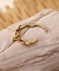 Gold Blade Wings V Shape Septum Ring 16G 1.2mm Stainless Steel Nose Hoop 8mm Daith Helix Tragus Rook Conch Cartilage Earring For Women Dope Everyday Accessory on stone surface