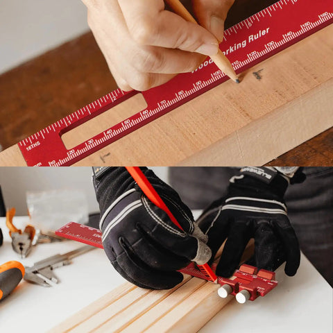 Top Tier Dead Nuts Precise 8 Piece 6061 T6 Aluminum Setup Blocks Pro Grade Woodworking Gauge Set used to measure and mark wood.