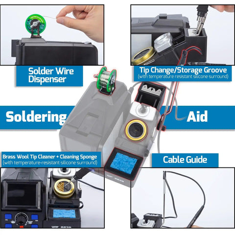 Pro Grade Precision Soldering Station With Auto Calibration And Tilt Screen C210 And C245 Compatible Iron Kit components close-up