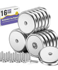 Heavy Duty Cup Magnets Pack For Wall Mounting And Cabinet Doors 100 Lbs Neodymium Magnets With Steel Cups And Screws Pack Of 16