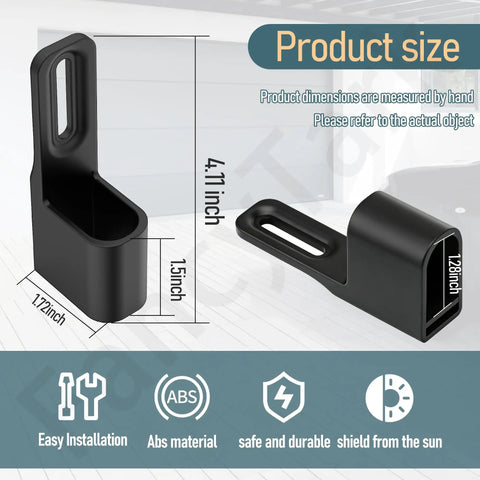 2 Pack Garage Door Sensor Sun Shield Protector For LiftMaster And Chamberlain, Sun Glare Guard For 801CB-P 820CB 41A5043 Sensors, Easy Install, Weatherproof UV Shield, Durable Cover To Protect Your Sensors, showing product size and ABS material