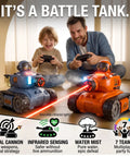 Rad 2 Pack RC Battle Tanks For Kids Aged 3 To 15, 2.4GHz Remote Control in action with smiling father and son playing indoors