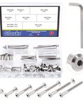 M6 Hex Drive Socket Head Cap Screws Kit 16 25 35 45 55 65 75mm Nickel Plated Allen Bolts and Nuts with M4 Hex Wrench