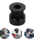 Upgrade Your 3D Printer Setup With This Durable Gt2 Aluminum Timing Belt Pulley Kit Featuring Precision Bearings For Smooth Motion And Reliable Performance On All DIY Projects Including Makerspace Creations. black GT2 aluminum timing belt pulley, 5mm bore, for 3D printer motion