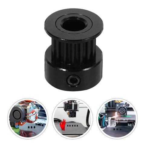 Upgrade Your 3D Printer With These Badass 5pcs Aluminum Alloy Gt2 Timing Belt Pulley Kits Featuring Super Durable 6mm Width Drive Belts And Smooth Bearings For Sturdy DIY Printing projects that print like a dream. black GT2 aluminum timing pulley with 5mm bore, 6mm belt width for 3D printer use